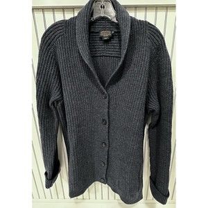 Pendleton Mens Sweater XL Blue Lambs Wool Shawl Collar Ribbed Cardigan